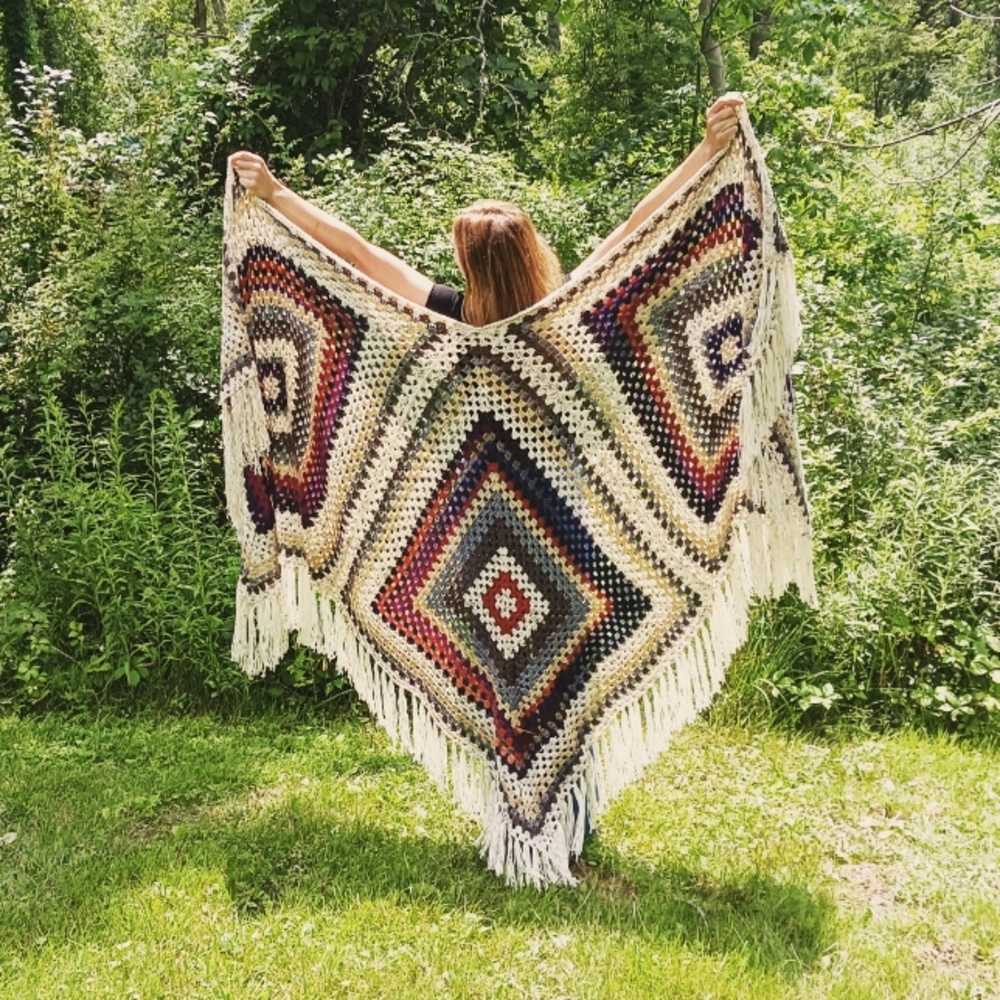 70's fringed shawls handmade by me.